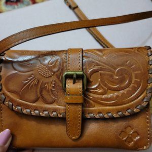 Patricia Nash Torri Burnished Tooled Leather Crossbody